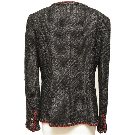 chanel 11a wanted tweed jacket blazer red black 40 2011|chanel tweed jacket On Sale .